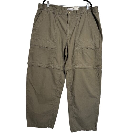 Columbia Mens Zip Off Legs Hiking Pants Size 44/30 Pockets Elastic Waist Tan - Picture 1 of 8